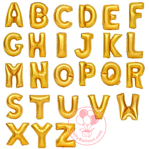 7" 金色英文字母 (不能飄浮, 封口需打結) 