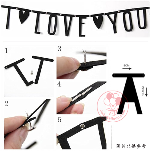 I LOVE YOU 黑色不織布橫額