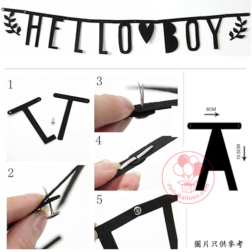 HELLO BOY 黑色不織布橫額