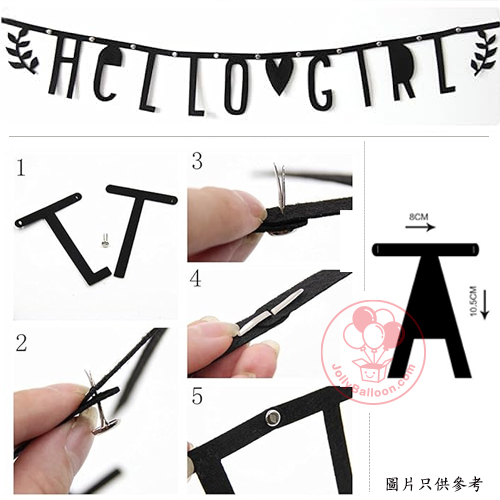 HELLO GIRL 黑色不織布橫額