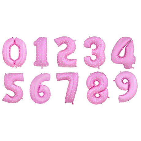 40" 粉紅印白心 數字 (可飄浮) [數字0-1,3, 6-9]