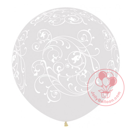 36" 哥倫比亞白花紋乳膠氣球 (透明)