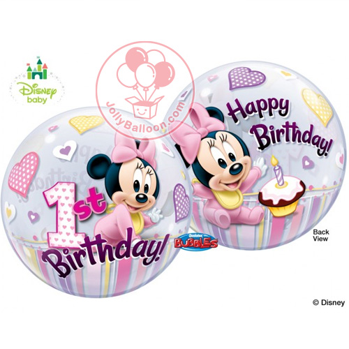 22" Minnie Mouse 1st Birthday Bubble Balloon
