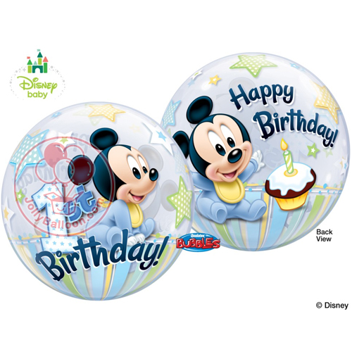 22" Mickey Mouse 1st Birthday Bubble Balloon