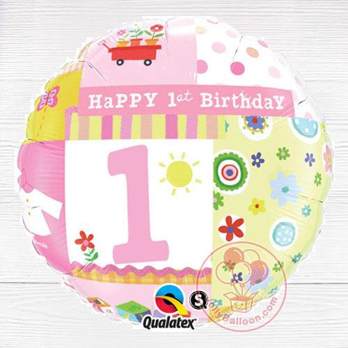 18" 一歲生日小女孩氣球