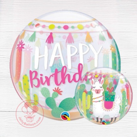 22" 生日快樂水晶氣球(草泥馬款)