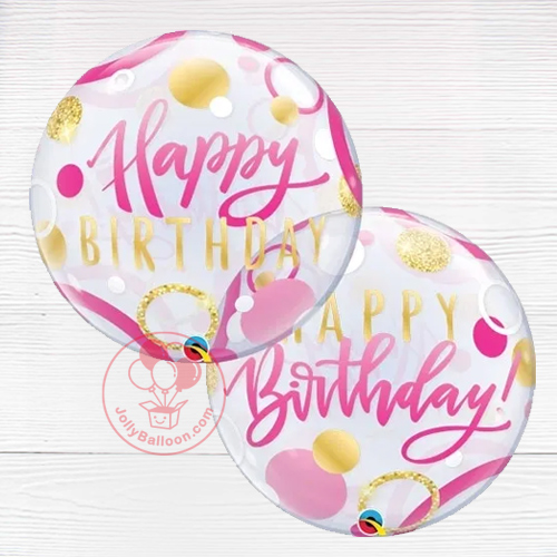 22" 生日快樂水晶氣球(粉紅色)