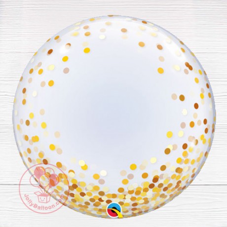 24" 水晶氣球 555mm (金色圓片圖案)