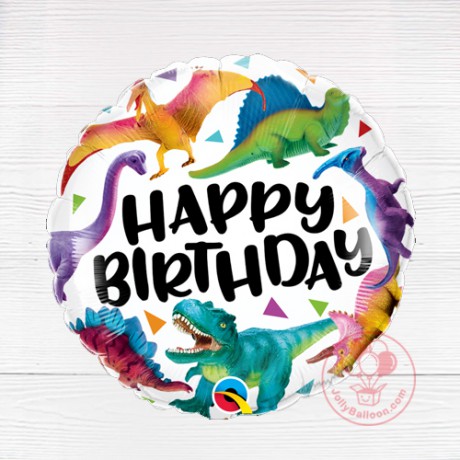 18" Birthday Colorful Dinosaurs Foil Balloon