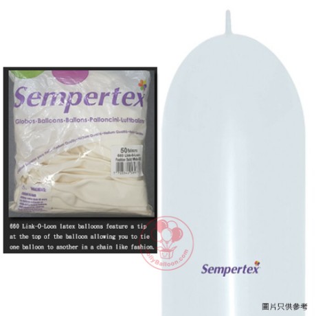 Sempertex 660 魔術氣球帶針尾 (白色) 1個