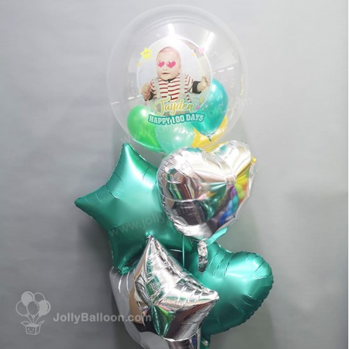 24" 彩印水晶氣球束組合 (百日宴套餐L)