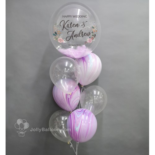 24" 彩印水晶氣球束組合 (婚禮套餐A)