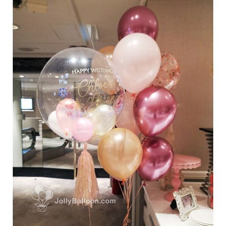 24" 彩印水晶氣球束組合 (婚禮套餐D)