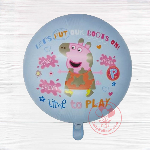 18" 豬小妹 Peppa Pig (開心玩樂) 粉藍色氣球