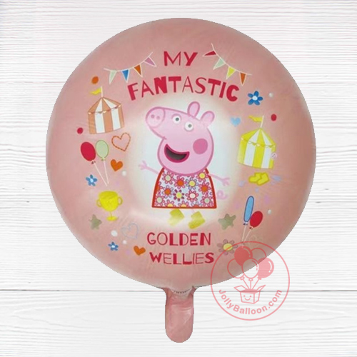 18" 豬小妹 Peppa Pig (奇妙的金色鞋 ) 淺粉色氣球