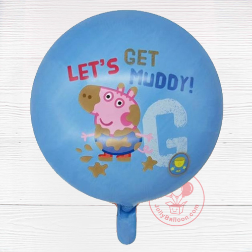 18" 豬小妹Peppa Pig(讓我們變得泥濘) 藍色氣球