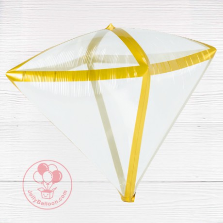 17" X15" 鑽石形透明氣球 (金色飾邊)