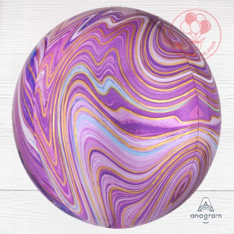 16" 瑪瑙紋正圓形鋁膜氣球 (紫色)