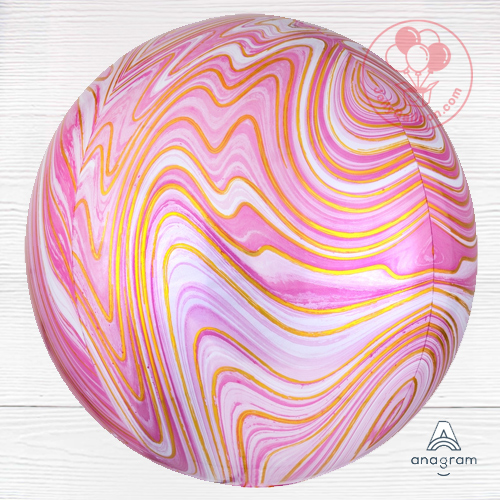 16" 瑪瑙紋正圓形鋁膜氣球 (粉紅色)