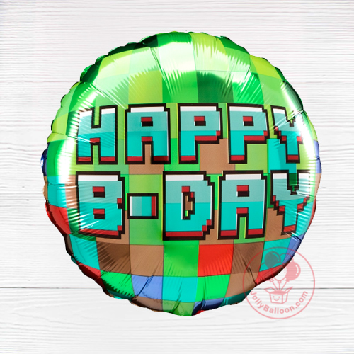 18" 生日快樂 (方塊像素)氣球